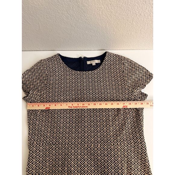 Loft Dress Peplum Wiggle Ruffle Blue Orange Size 14 - Picture 4 of 10